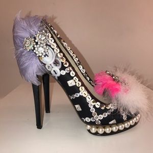 NICHOLAS KIRKWOOD BUTTON PRINTED FEATHER HEELS